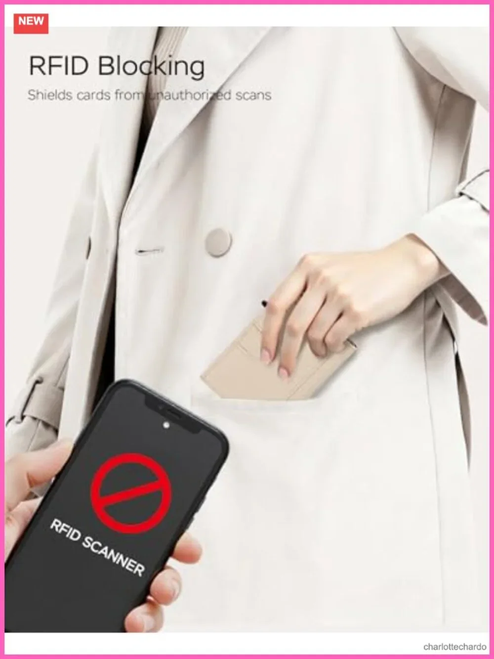 RFID Blocking Trifold Wallet with Pop Up Card Holder, Leather & Aluminum, Holds